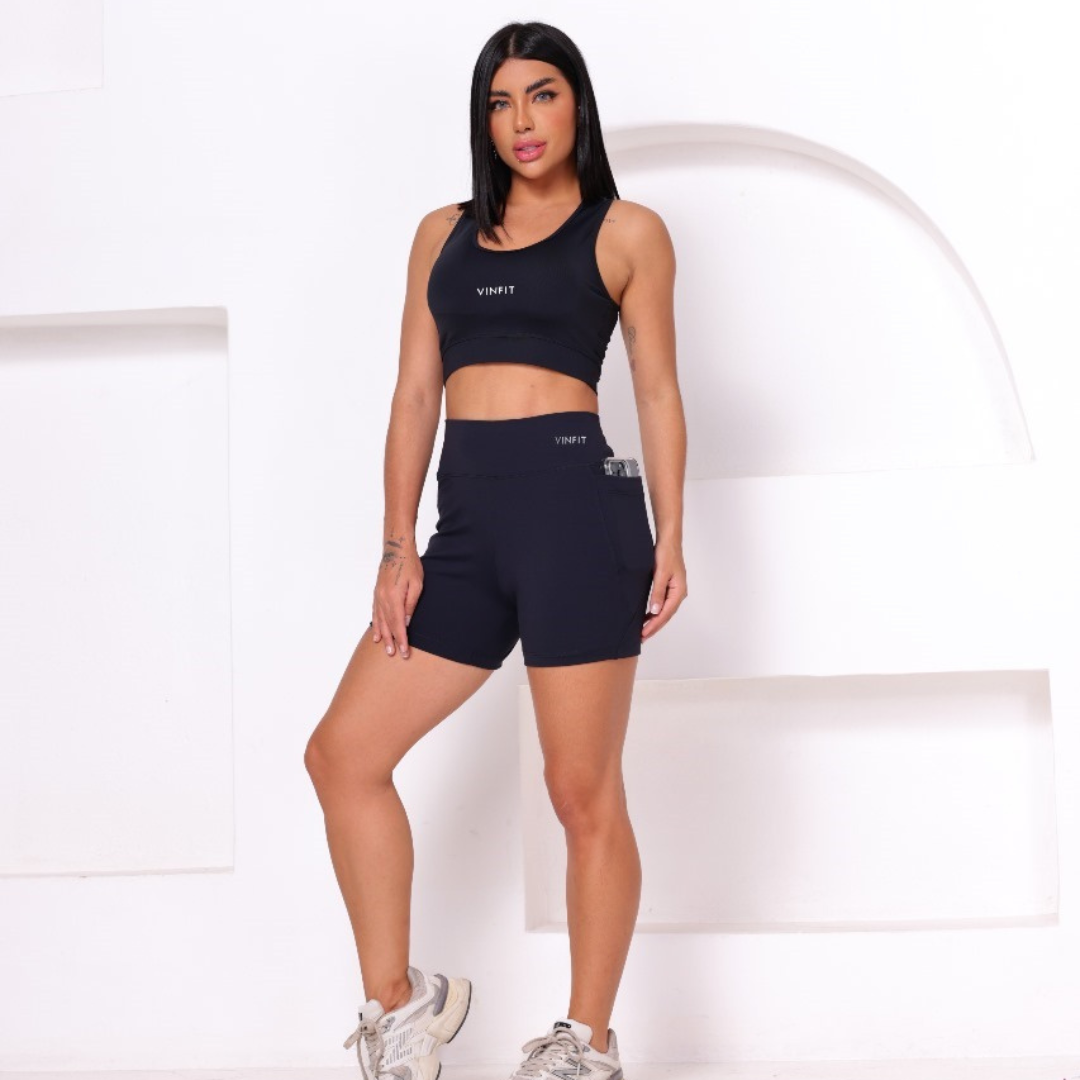 Shorts com Bolso Poliéster Power | Conforto que te Move